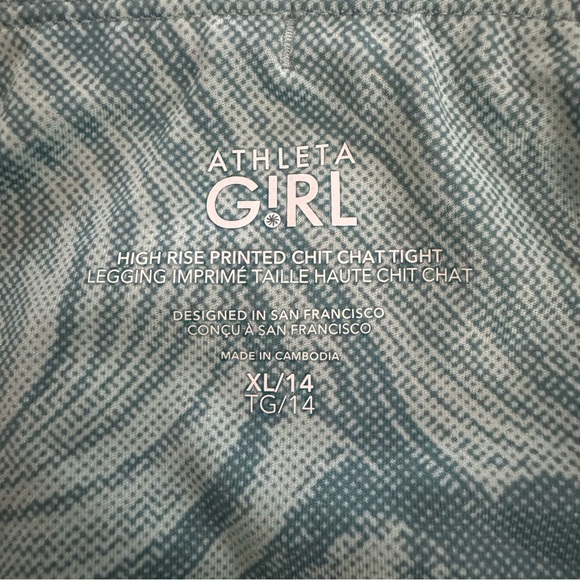 ATHLETA GIRL XL High Waist Printed Chit Chat Legging Tight Style# 982647-14 - Picture 4 of 13